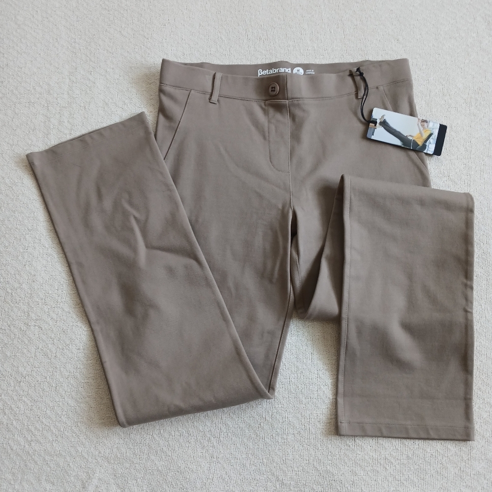 betabrand ♡ straight leg casual pants tan medium office work quiet corporate